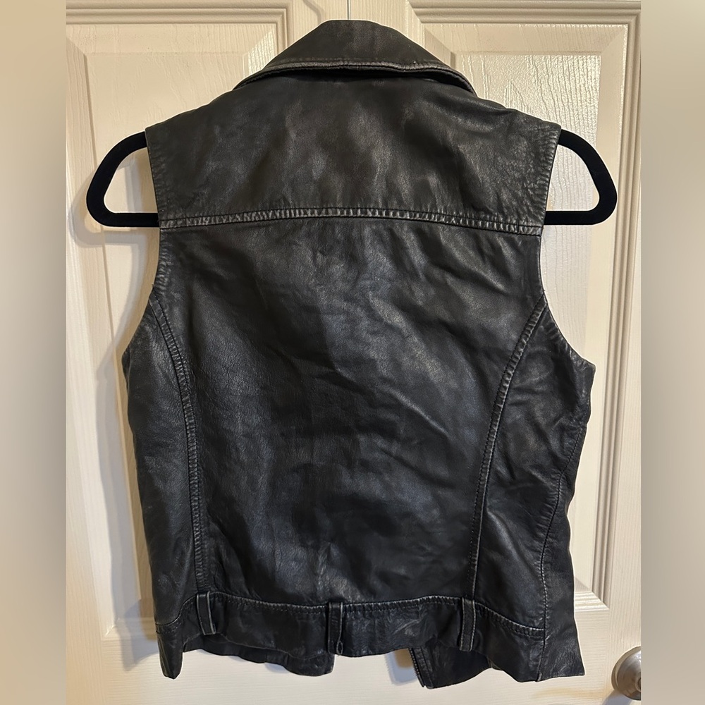 Topshop Sylvia Distressed Leather Vest Jacket, Black, Sz US 2/XS, NWOT - Picture 16 of 16
